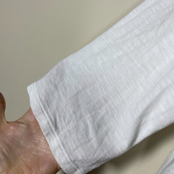 J Jill Women's White Floral Embroidered Tunic Top 3/4 Sleeve S Sheer 100% Linen! - Picture 2 of 5